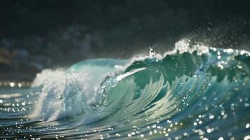 kraftfull hav Vinka kraschar i de hav under en solig dag skapande en dynamisk och energisk humör video