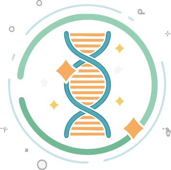 estilizado adn hélice con resumen elementos y espumoso acentos vector