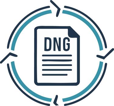 DNG File Format Icon with Circular Arrow for Conversion or Sharing in Document Design vector