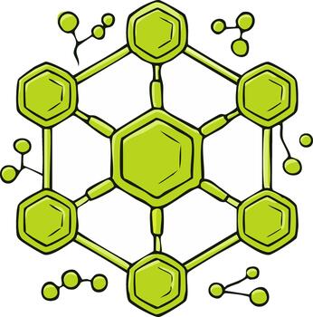 resumen hexagonal molecular estructura conectando átomos con vinculado esferas vector