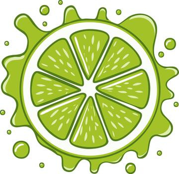 Lime Slice with Juice Splash, Freshness and Refreshment Illustration, Citrus Fruit Concept vector