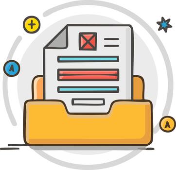 documento en un carpeta con íconos sugerencia acción y información vector