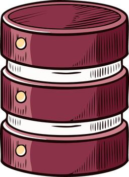 Hand Drawn Style Data Storage Cylinder Database Representation and Information System Concept in Illustration vector