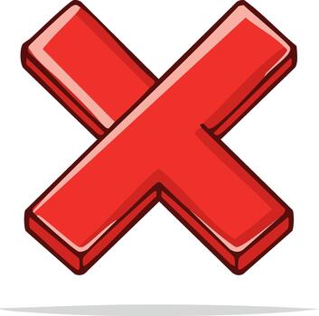 Stylized Red Cross Mark Symbol for Rejection or Error vector