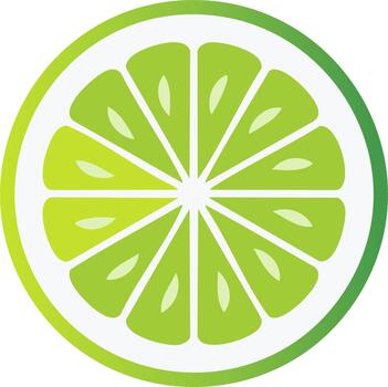 Sliced Lime Fresh Gradient Green Citrus Fruit Slice, Vibrant Design Element for Healthy Eating, Refreshment, and Summer Themes vector