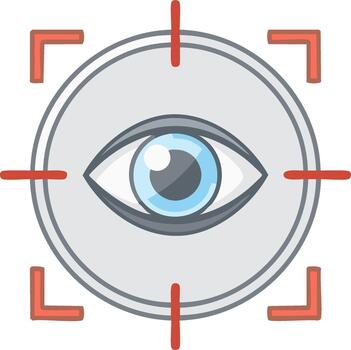 Digital Eye Icon with Red Target Marks for Vision, Privacy, and Security vector