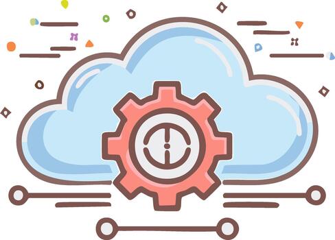 nube Servicio configuración engranaje digital desarrollo informática ilustración vector