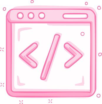 codificación icono en rosado color, diseño elemento de el web desarrollo vector