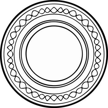 Elegant circular frame design element with intricate details in a monochromatic aesthetic vector