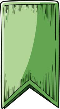 Green banner flag marker with sketched texture and shadow for design element vector