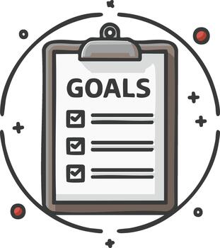 Goals Checklist on Clipboard with Circle Graphic. Planning and Productivity Concept vector