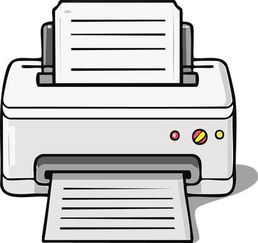 Office Printer Printing Documents Illustration for Workplace Task and Automation vector