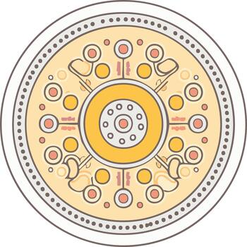 Intricate Radial Pattern with Circles, Ovals, and Dot Border vector