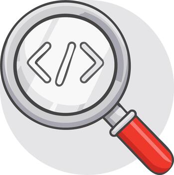 aumentador vaso terminado un fuente código símbolo para desarrollo y depuración vector