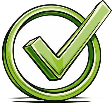 verde cheque marca en círculo, aprobación símbolo ilustración, verificación y aceptación vector