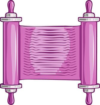 vibrante rosado antiguo Desplazarse ilustración con estilizado texto líneas y decorativo rodillos vector