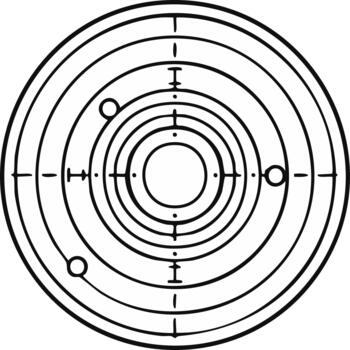 Concentric Circles with Target Reticle and Celestial Orbs Diagram vector