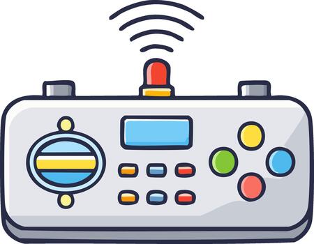 Cartoon illustration of a wireless remote control console with joystick and buttons vector