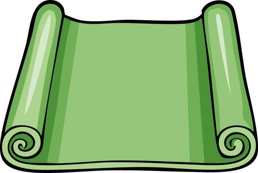 Green Scroll Cartoon Style Illustration Design Element, Isolated Parchment Document for Messages and Designs vector