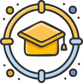 enfoque en educación metas icono con graduación gorra en un objetivo alcance vector