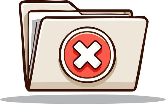 Closed folder icon with a red X symbol vector