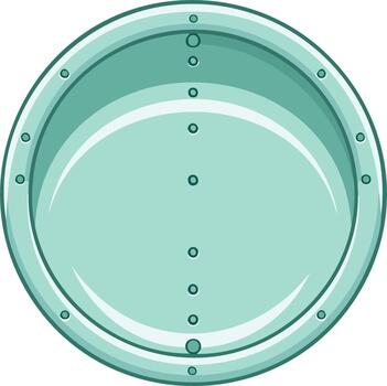 Illustration of a metallic round shape with rivets and a gradient design, circular form vector