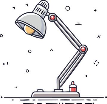 Modern Articulated Desk Lamp with Adjustable Arm and Light Globe Illuminating Workspace vector