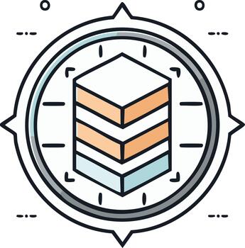 Isometric Data Stack in Compass Rose Icon for Information Navigation and Management vector
