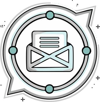 digital mensaje icono representando correo electrónico comunicación y redes contorno estilo vector