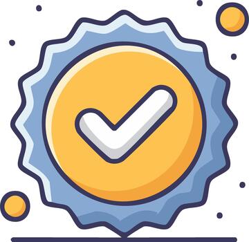 Checkmark Approved Stamp Icon Button with a Certificate Style Edge vector