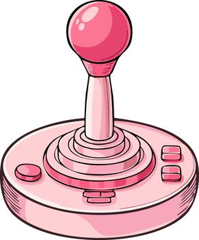 Retro Pink Joystick Controller with Buttons for Classic Arcade Games vector