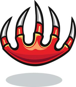 Red claw graphic illustration with sharp talons and a shadow vector