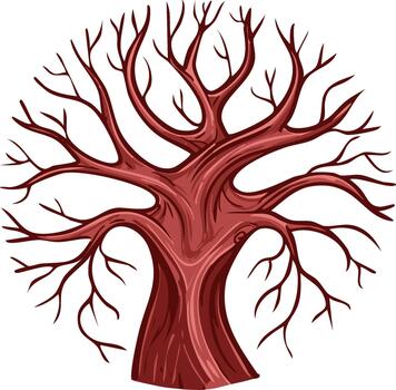 Stylized Illustration of a Bare Tree with Branches in a Circular Composition vector
