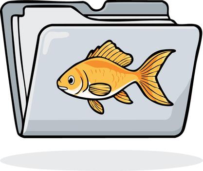 Illustration of a Goldfish Inside a Folder Representing Encoded Data Storage vector