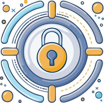 la seguridad cibernética bloquear icono con futurista focalización sistema y resumen digital elementos vector