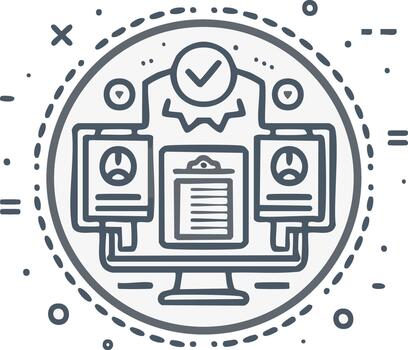 Digital approval process with online user profiles and document verification on a computer monitor vector
