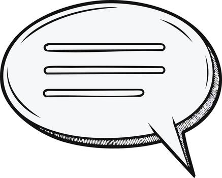 Speech Bubble Graphic with Lines, Dialog Icon, Drawn Style for Communication and Discussion on Social Media vector