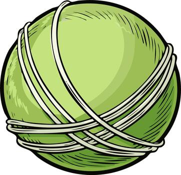 Illustrative Green Ball Wrapped with White Strings Depicts Round Sphere Object vector