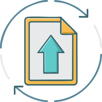 Document upload progress with circular arrows indicating process flow vector