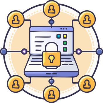 Online privacy and digital security concept with protected user network on laptop vector