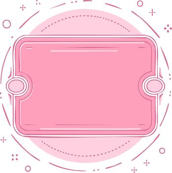rosado rectangular marco con decorativo elementos, frontera y mano dibujado estilo vector