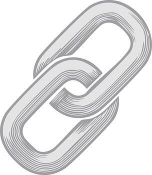 grabado ilustración de dos conectado cadena Enlaces en un blanco antecedentes vector
