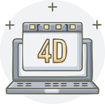 ilustración de un ordenador portátil computadora mostrando 4d texto un resumen tecnología icono vector