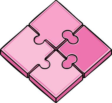 terminado rosado rompecabezas cuadrado isométrica ilustración representa conexión y problema resolviendo vector
