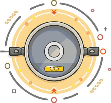 estilizado Cocinando maceta ilustración con resumen interfaz y nivel indicador vector
