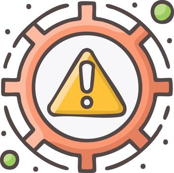 Cogwheel warning sign with exclamation mark icon illustration for system error alert vector