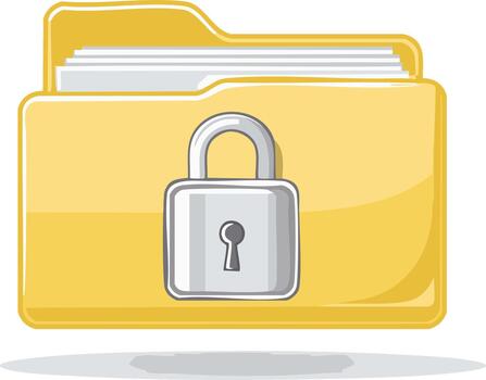 Yellow Folder Secured with Padlock, Illustration for Data Protection and Privacy Concepts vector