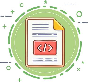 documento con código etiqueta icono simbolizando programación y software desarrollo vector