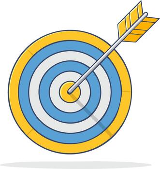 Target with arrow hitting the bullseye, symbolizing success and precision in a game vector
