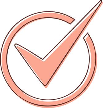 Hand Drawn Peach Checkmark Inside Circle Simple Sketch Doodle Style Icon vector